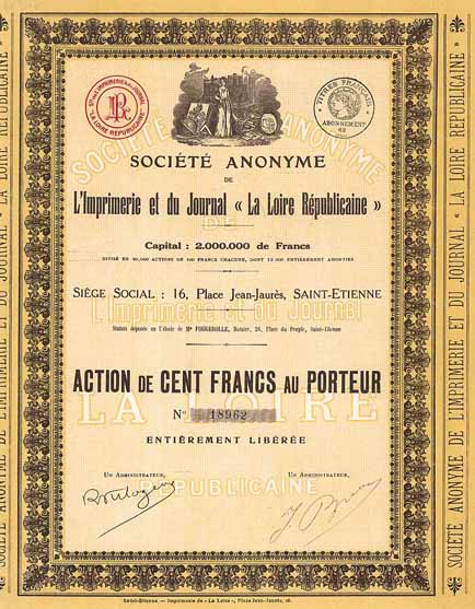S.A. de L'Imprimerie et du Journal "La Loire Republicaine"