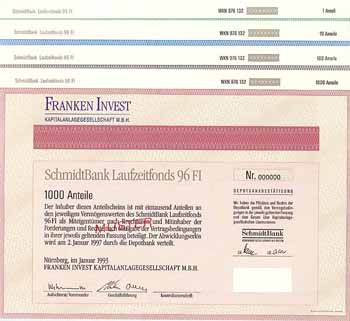 Franken Invest Kapitalanlageges. mbH - SchmidtBank (4 Stücke)
