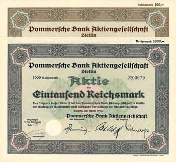 Pommersche Bank AG (2 Stücke)