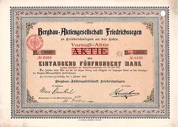 Bergbau-AG Friedrichssegen (VZ-Aktie ab 1910)