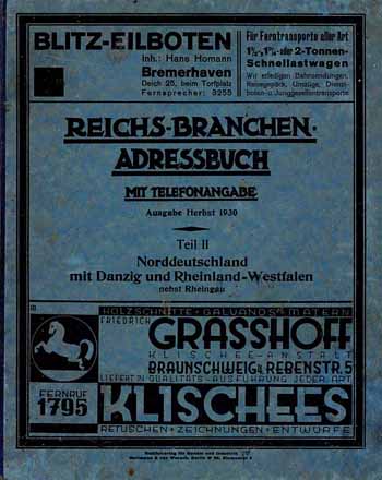 Reichs-Branchen-Adressbuch 1930 (Teil II Norddeutschland mit Danzig und Rheinland-Westfalen nebst Rheingau