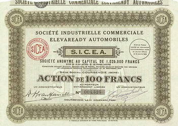 Soc. Industrielle Commerciale Elevaready Automobiles S.I.C.E.A. S.A.