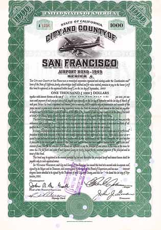 City and County of San Francisco - Airport Bond 1949