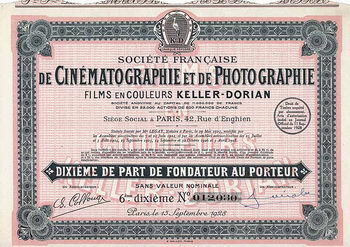 Soc. Francaise de Cinématographie et de Photographie Films en Couleurs Keller-Dorian S.A.