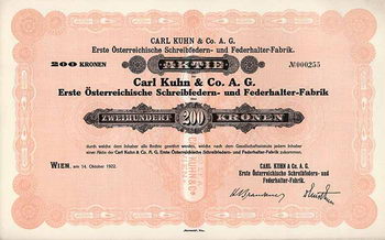 Carl Kuhn & Co. AG Erste Österreichische Schreibfedern- und Federhalter-Fabrik