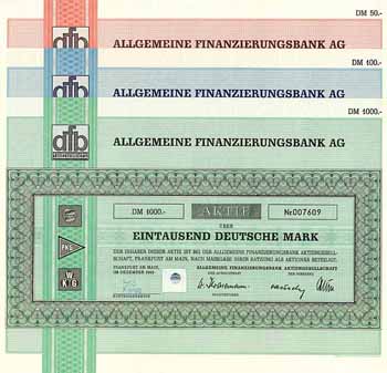 Allgemeine Finanzierungsbank AG (3 Stücke)