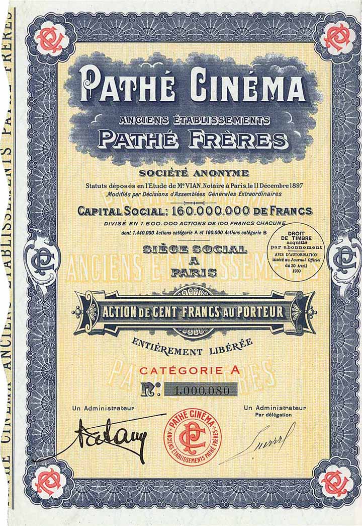 Pathé Cinéma Anciens Etablissements Pathé Frères S.A.