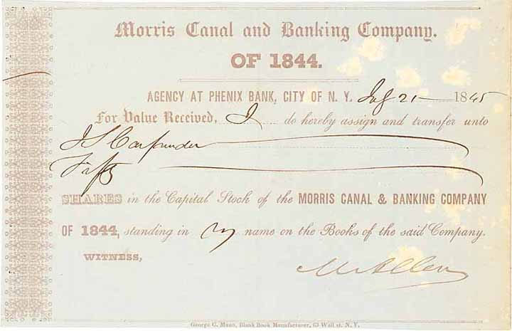 Morris Canal & Banking Co. of 1844