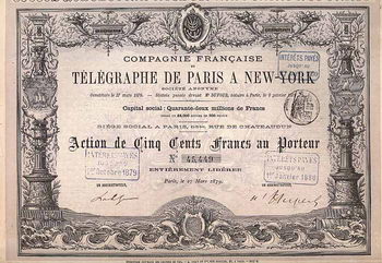 Cie. Française de Télégraphe de Paris à New-York S.A.