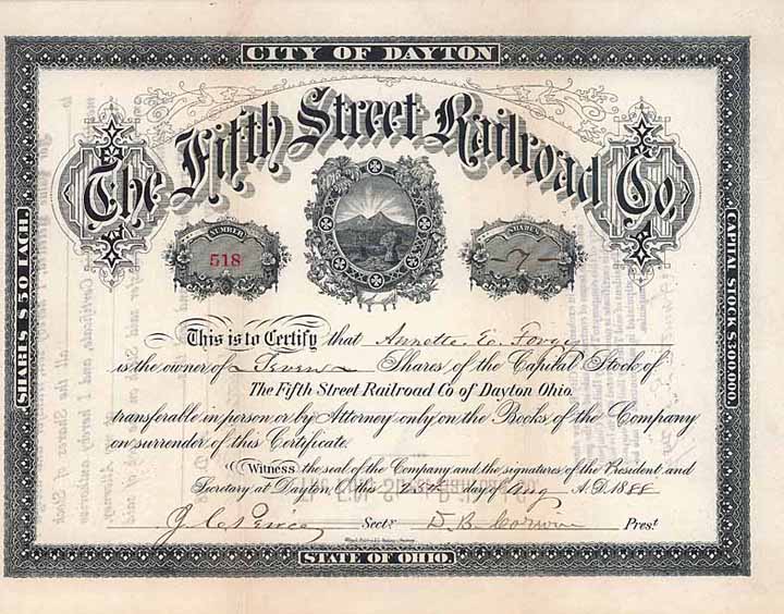 Fifth Street Railroad Co. of Dayton, Ohio