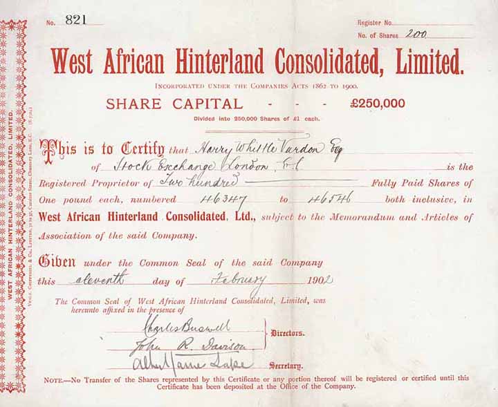 West African Hinterland Consolidated