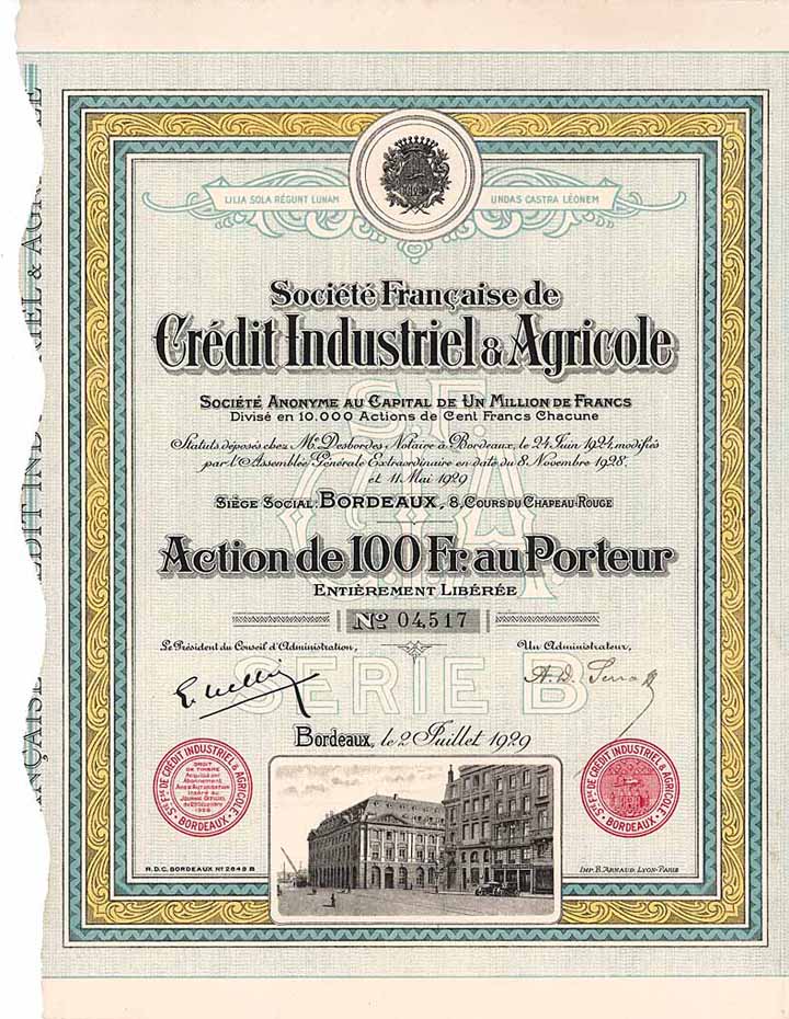 Soc. Franc. de Crédit Industriel & Agricole S.A.