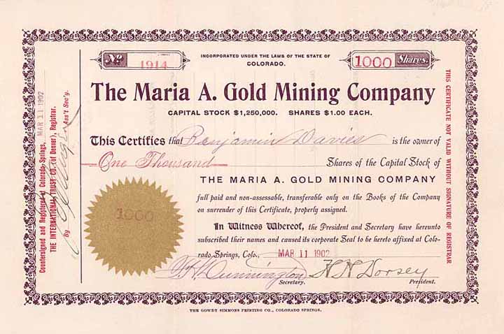 Maria A. Gold Mining Co.