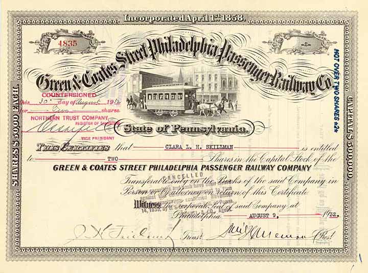 Green & Coates Street Philadelphia Passenger Railway Co.