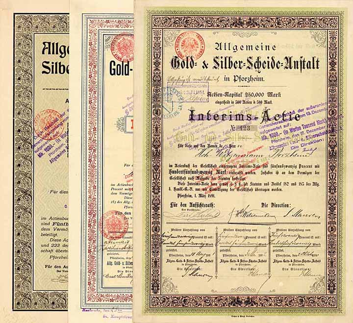 Allgemeine Gold- und Silberscheideanstalt AG (5 Stücke)