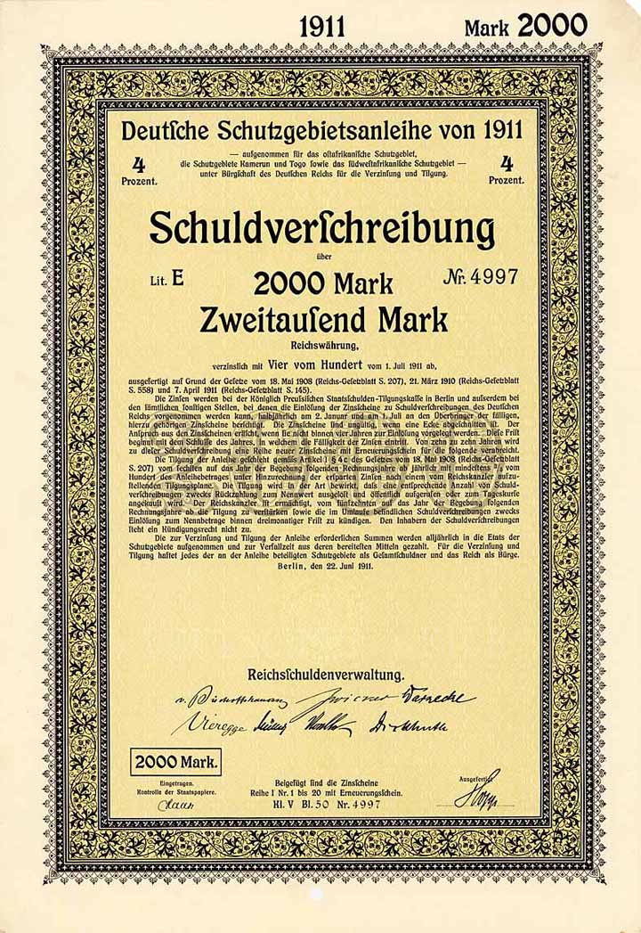 Deutsche Schutzgebietsanleihe von 1911