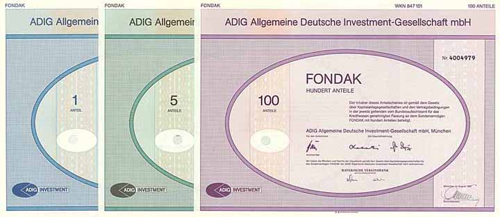 ADIG Allgemeine Deutsche Investment-Gesellschaft mbH (3 Stücke)