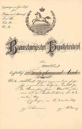 Braunschweigischer Hypothekenbrief - Herzogliches Amtsgericht Grundbuchamt