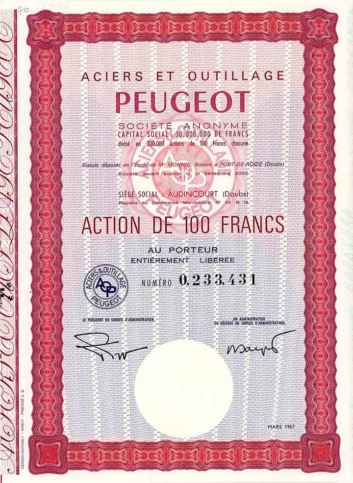 Aciers et Outillage PEUGEOT S.A.