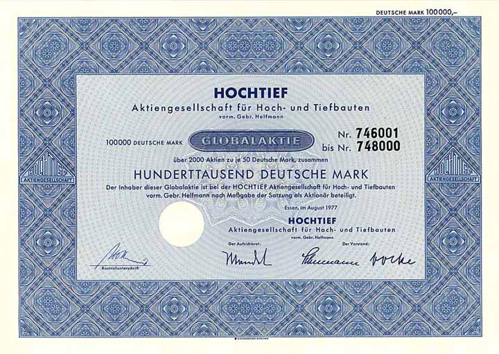 Hochtief AG für Hoch- und Tiefbauten vorm. Gebr. Helfmann