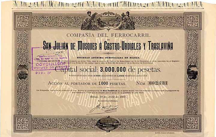 Cia. del Ferrocarril de San Julián de Musques á Castro-Urdiales y Traslavina S.A.