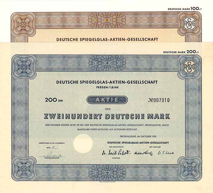 Deutsche Spiegelglas-AG (3 Stücke)