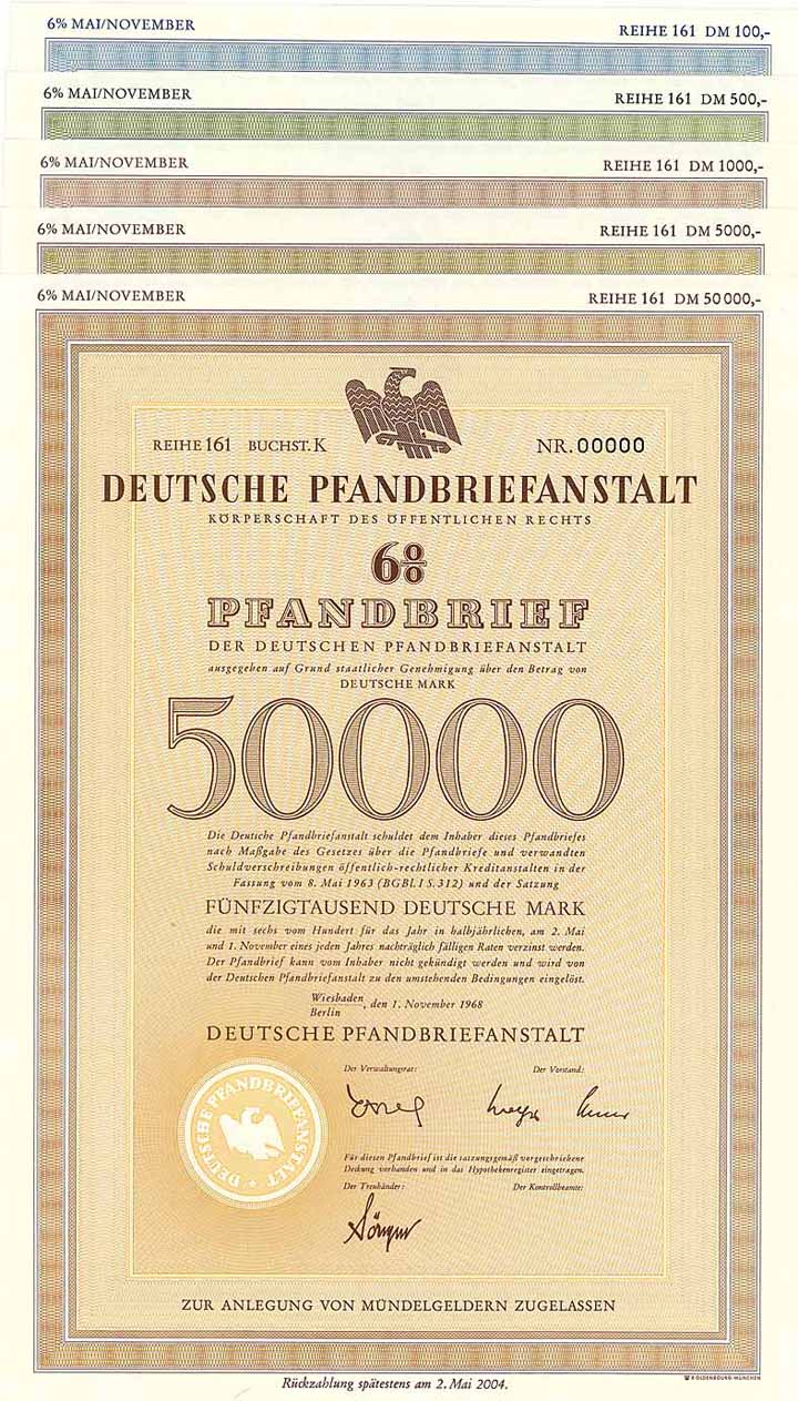 Deutsche Pfandbriefanstalt - Körperschaft des öffentlichen Rechts (5 Stücke)