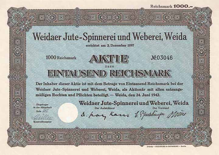 Weidaer Jute-Spinnerei und Weberei