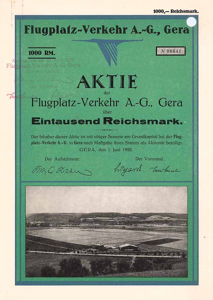 Flugplatz-Verkehr AG (Datum überstempelt: 10.4.1929)