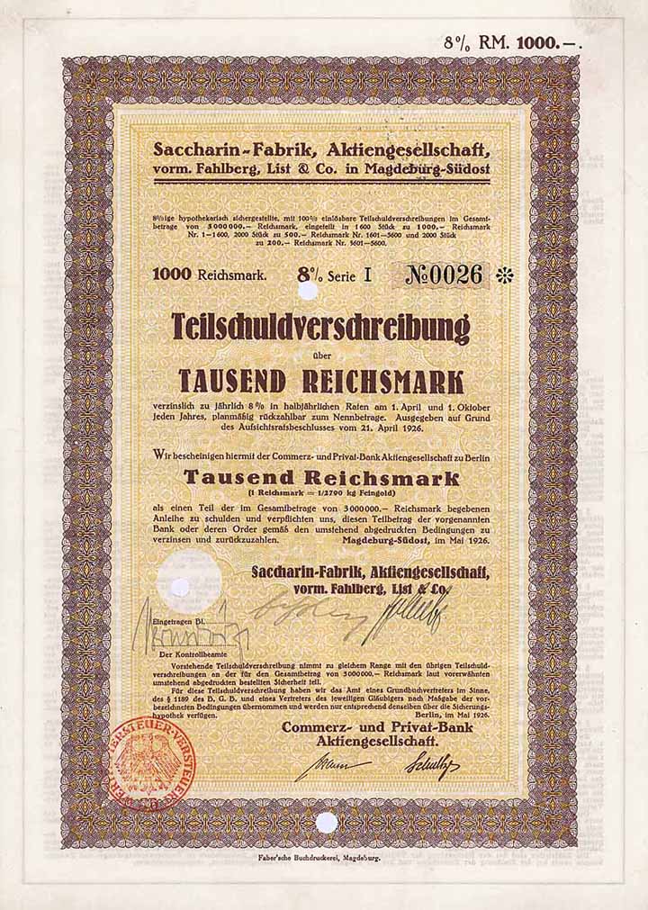 Saccharin-Fabrik AG vorm. Fahlberg, List & Co.