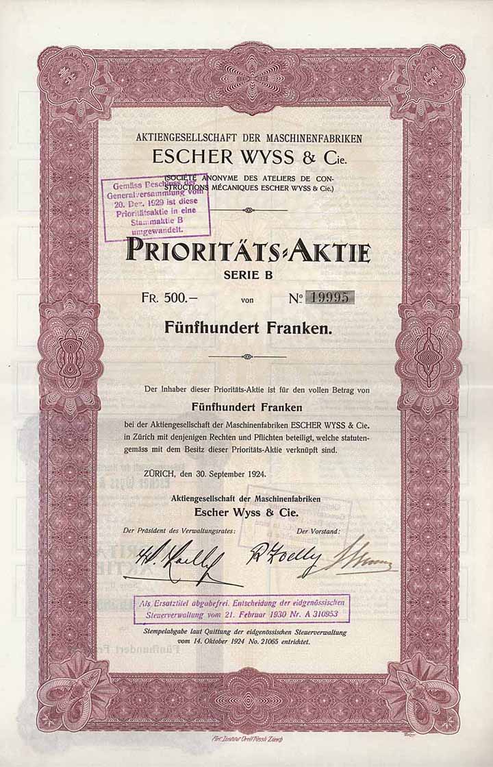 AG der Maschinenfabriken Escher Wyss & Cie.