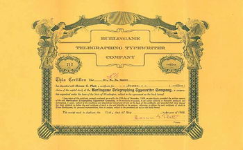 Burlingame Telegraphing Typewriter Co.