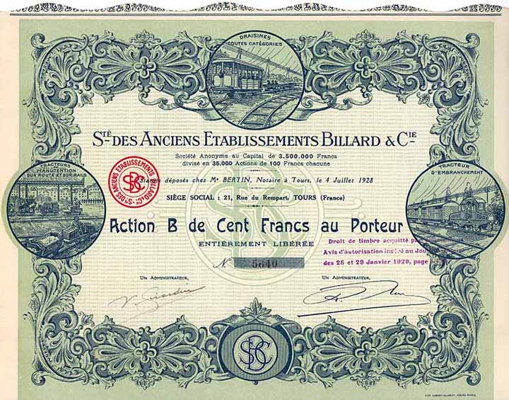 Soc. des Anciens Etablissements Billard & Cie.