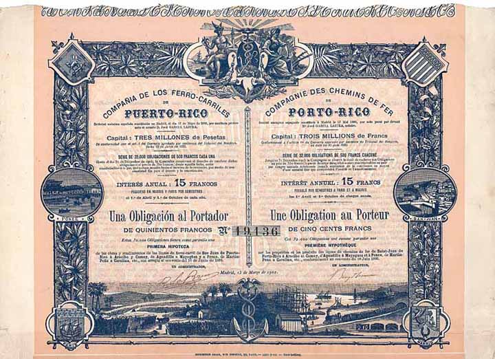 Cia. de los Ferro-Carriles de Puerto-Rico (Cie. des C.d.F. de Porto-Rico)