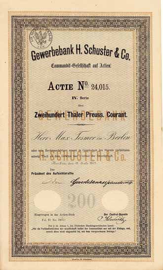 Gewerbebank H. Schuster & Co. Commandit-Gesellschaft auf Actien