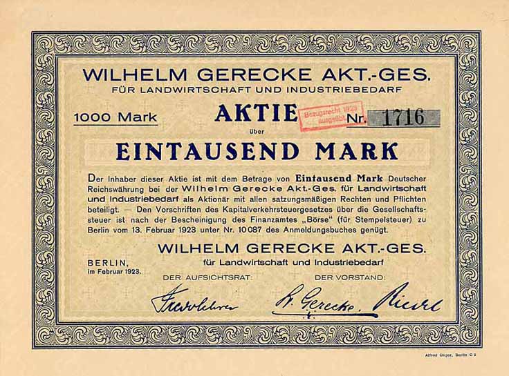 Wilhelm Gerecke AG für Landwirtschaft und Industriebedarf