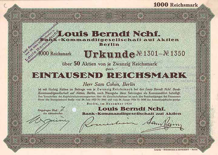 Louis Berndt Nachf. Bank-KGaA