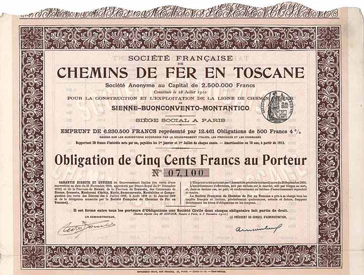 Soc. Franç. de Chemins de Fer en Toscane S.A.