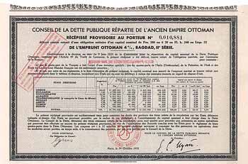 Ancien Empire Ottoman, Restansprüche zur 4 % Anleihe der Bagdadbahn Ser. II