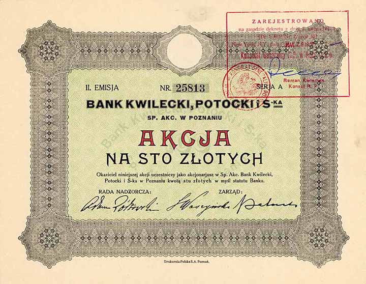 Bank Kwilecki, Potocki i S-ka Sp.A.