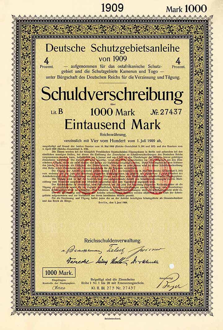 Deutsche Schutzgebietsanleihe von 1909