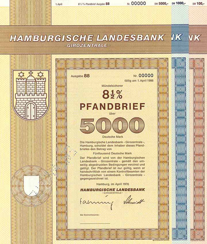 Hamburgische Landesbank -Girozentrale- (3 Stücke)