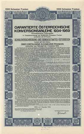 Garantierte Österreichische Konversionsanleihe 1934-1959 (Schweizerische Teilausgabe)