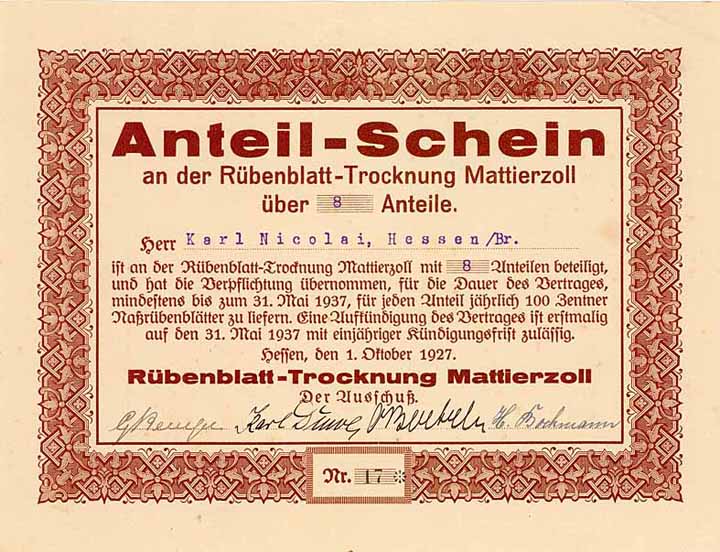 Rübenblatt-Trocknung Mattierzoll