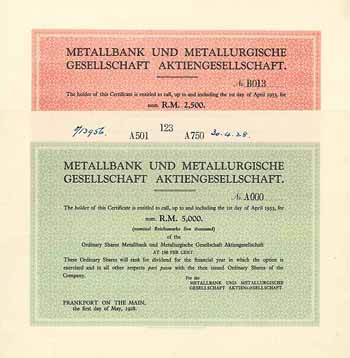 Metallbank und Metallurgische Gesellschaft AG (2 Stücke)