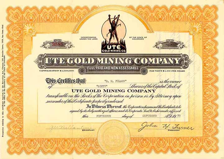Ute Gold Mining Co.