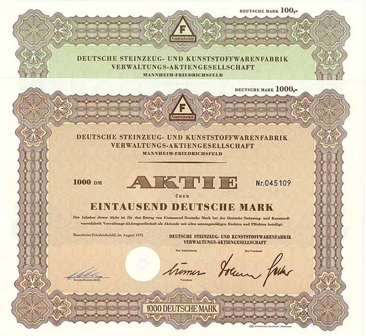 Deutsche Steinzeug- und Kunststoffwarenfabrik Verwaltungs-AG (2 Stücke)
