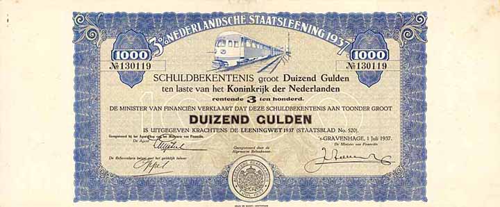 Nederlandsche Staatsleening - 1937 - Koninkrijk der Nederlanden