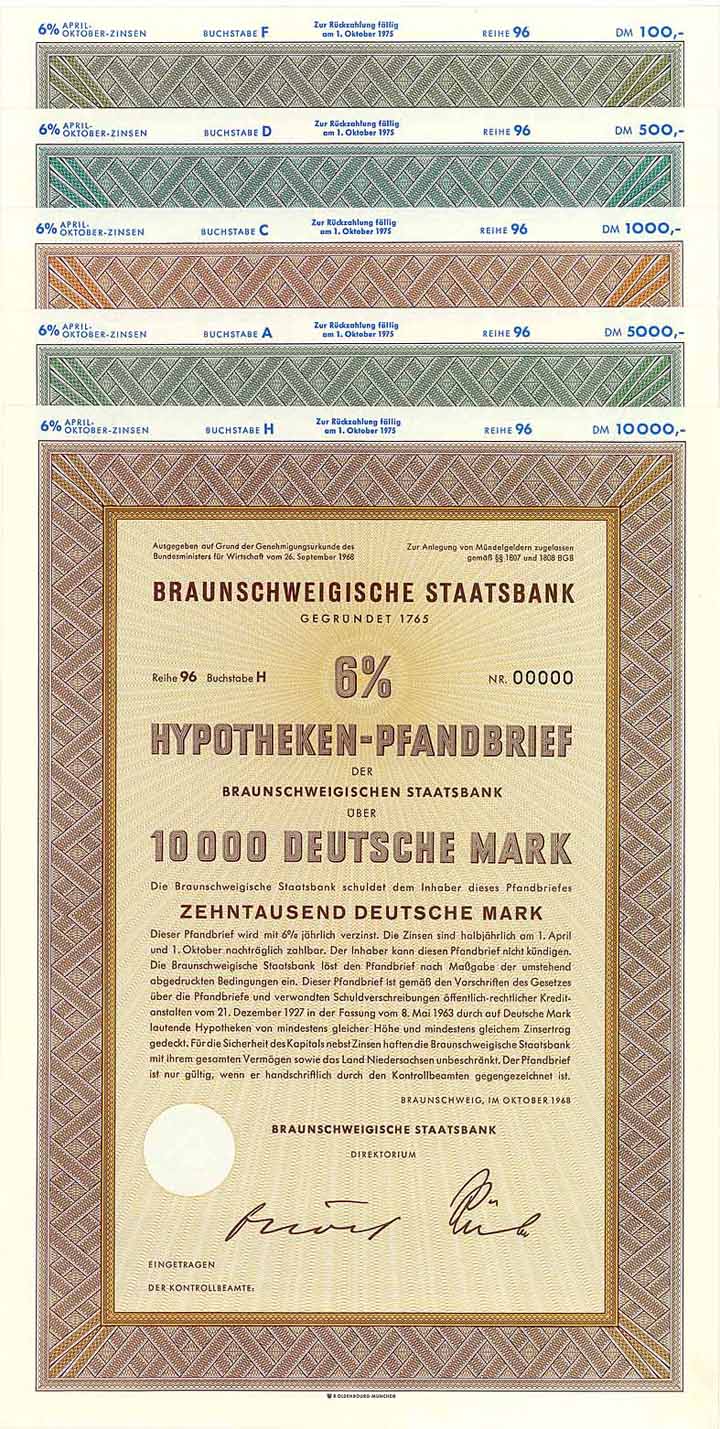 Braunschweigische Staatsbank (5 Stücke)