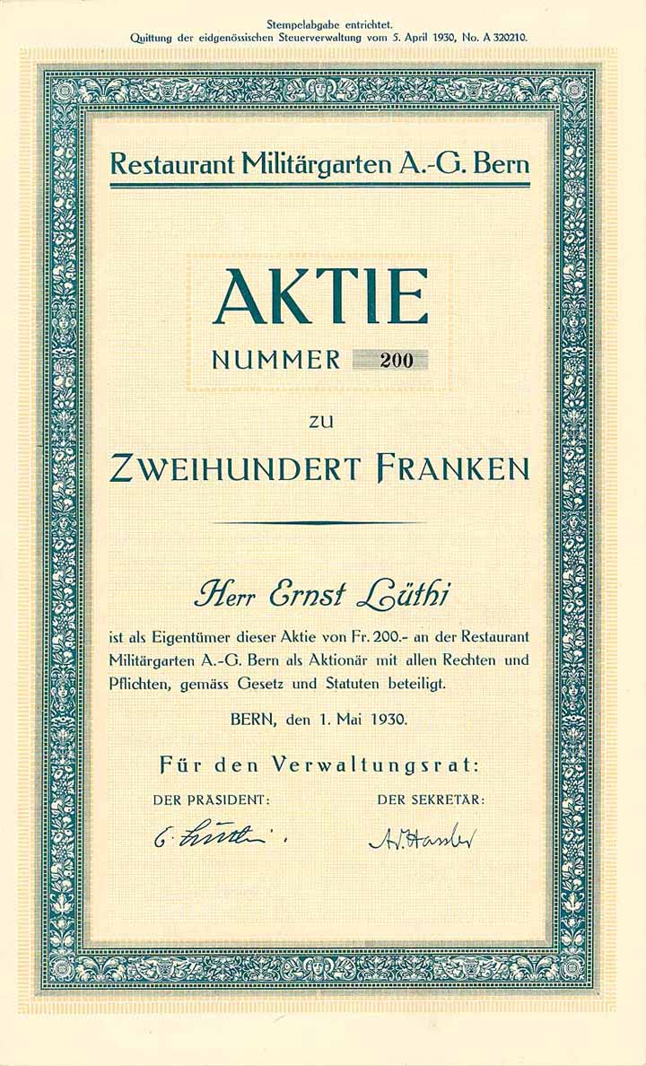 Restaurant Militärgarten AG Bern